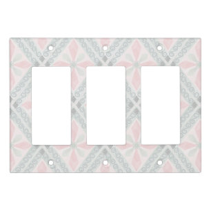 Green and pink pastel diamond pattern light switch cover