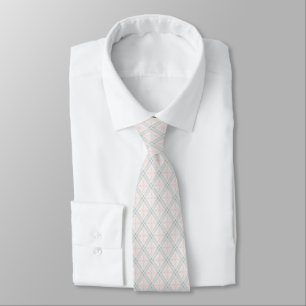 Green and pink pastel diamond pattern neck tie