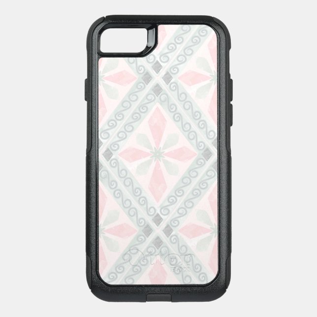 Green and pink pastel diamond pattern otterbox iPhone case (Back)