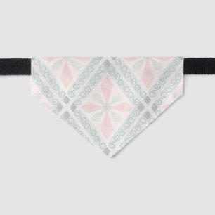 Green and pink pastel diamond pattern pet bandana collar