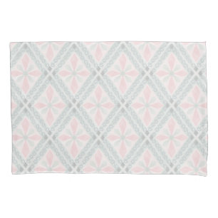 Green and pink pastel diamond pattern pillow case