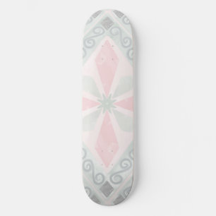 Green and pink pastel diamond pattern skateboard