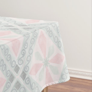Green and pink pastel diamond pattern tablecloth