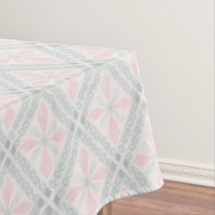 Green and pink pastel diamond pattern tablecloth