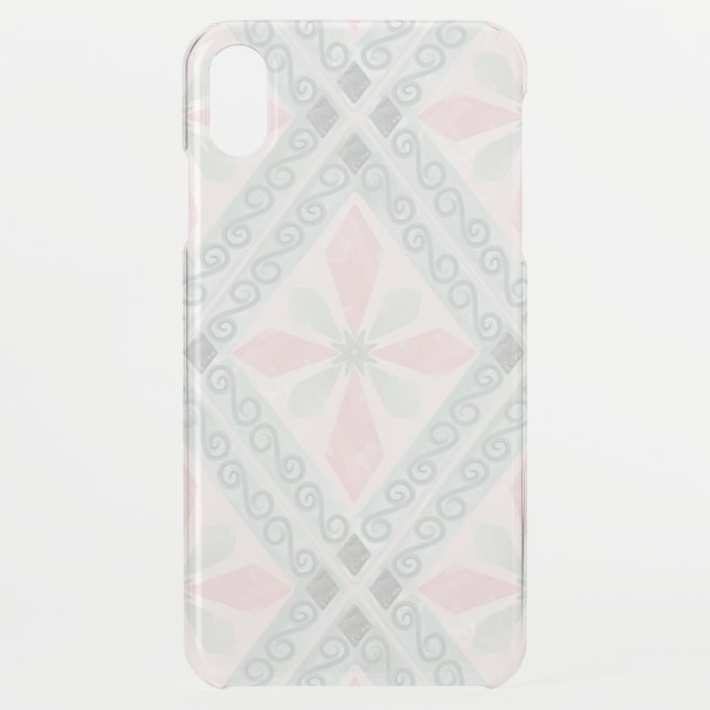 Green and pink pastel diamond pattern uncommon iPhone case (Back)