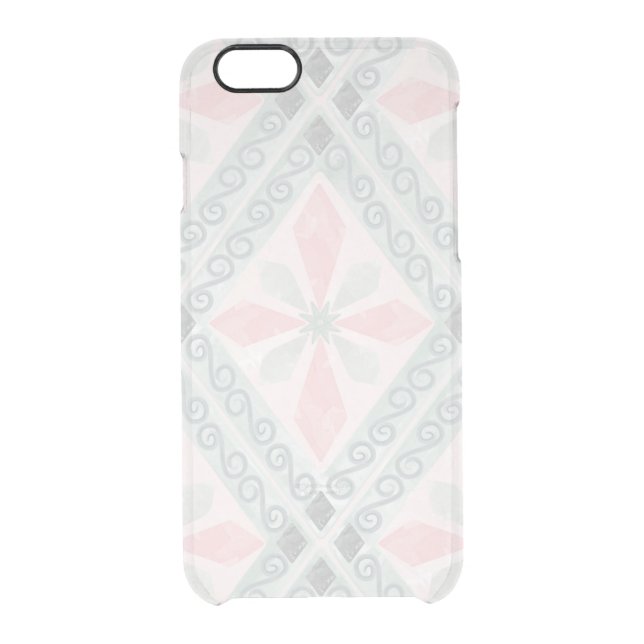 Green and pink pastel diamond pattern uncommon iPhone case (Back)