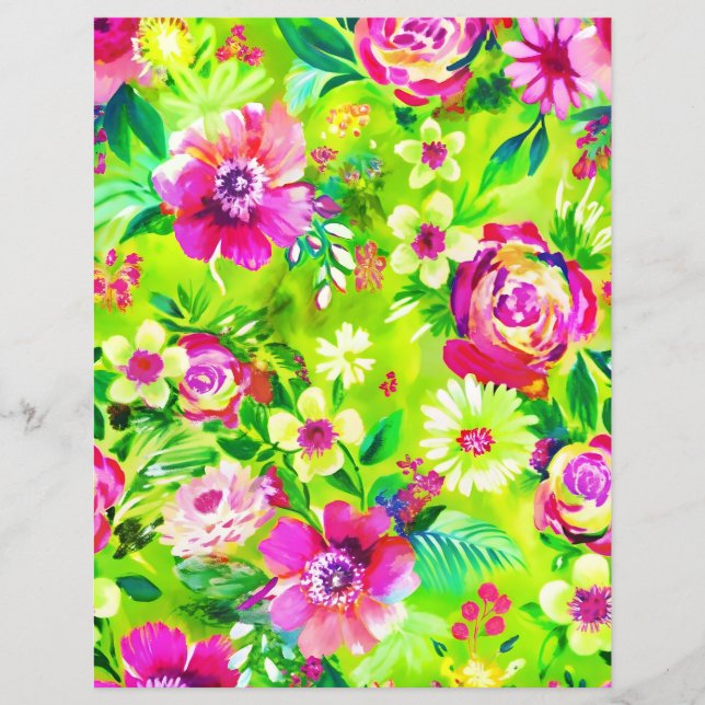 Green and pink pattern scrapbook paper (Front)
