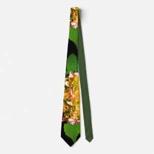 Green and Pink Peony Neck Tie