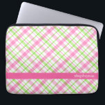 Green and Pink Plaid Pattern Laptop Sleeve<br><div class="desc">Girly and colorful plaid pattern design.</div>