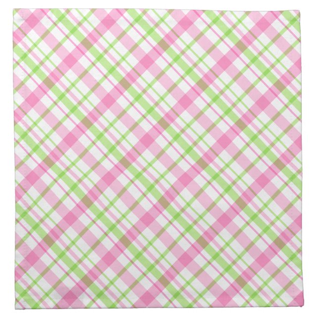 Green and Pink Plaid Pattern Napkin (Front)