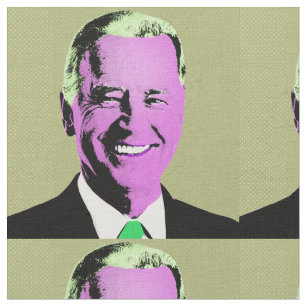 Green and Pink President Biden Pop Art Fabric