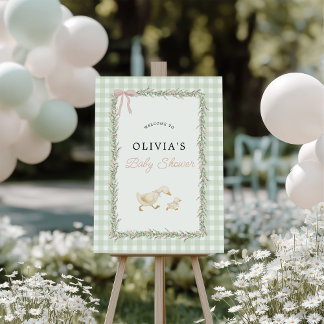 Green and Pink Silly Goose Baby Shower Sign