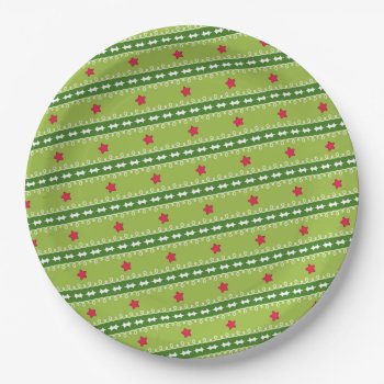 Green And Pink Stars Paper Plate by ChristmaSpirit at Zazzle