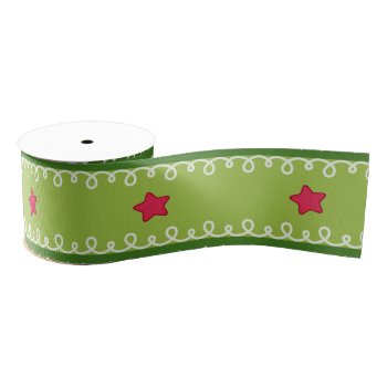 Green And Pink Stars Ribbon by ChristmaSpirit at Zazzle