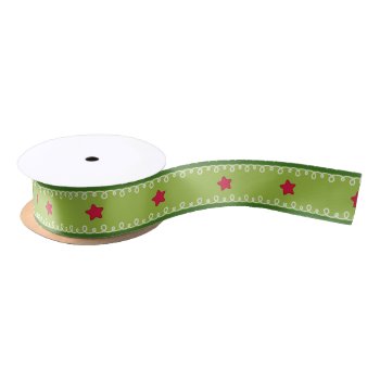 Green And Pink Stars Ribbon Spool by ChristmaSpirit at Zazzle