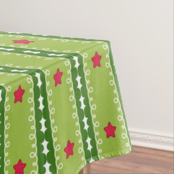 Green And Pink Stars Table Cloth by ChristmaSpirit at Zazzle