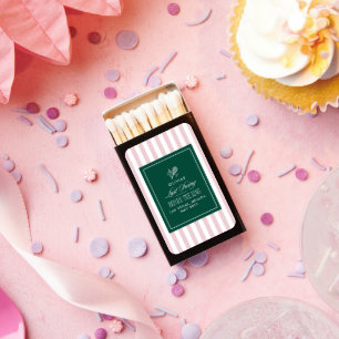 Green and pink Stripe Tennis Bachelorette elegant Matchboxes