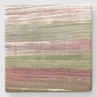 Green and pink stripes art stone coaster
