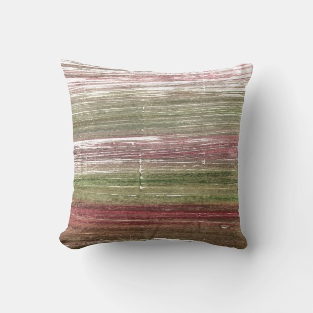 Green and pink stripes art throw pillow (Front)