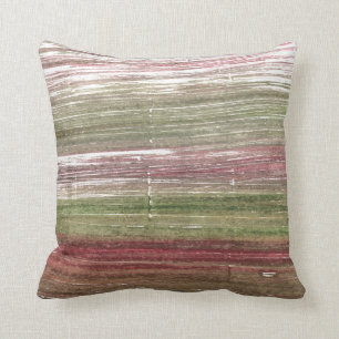 Green and pink stripes art throw pillow