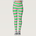 Green and Pink Stripes Leggings<br><div class="desc">Abstract digital art of green and pink stripes</div>