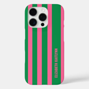 Green and Pink  Stripes Pattern Personalized  iPhone 16 Pro Case