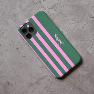 Green and Pink  Stripes Pattern Personalized  iPhone 16 Pro Case