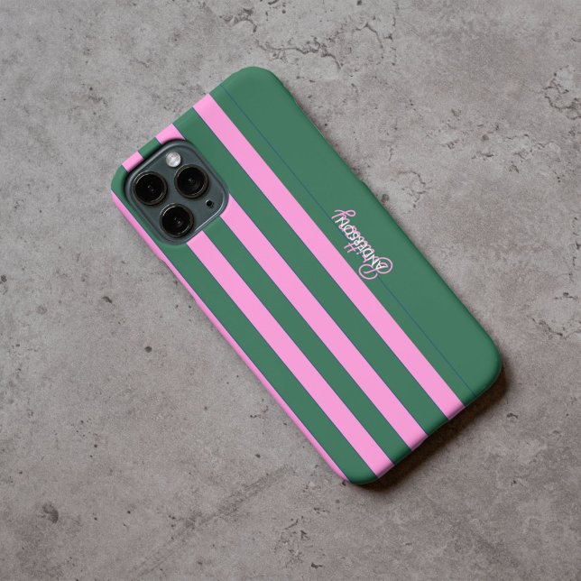 Green and Pink  Stripes Pattern Personalized  Case-Mate iPhone Case (Creator Uploaded)