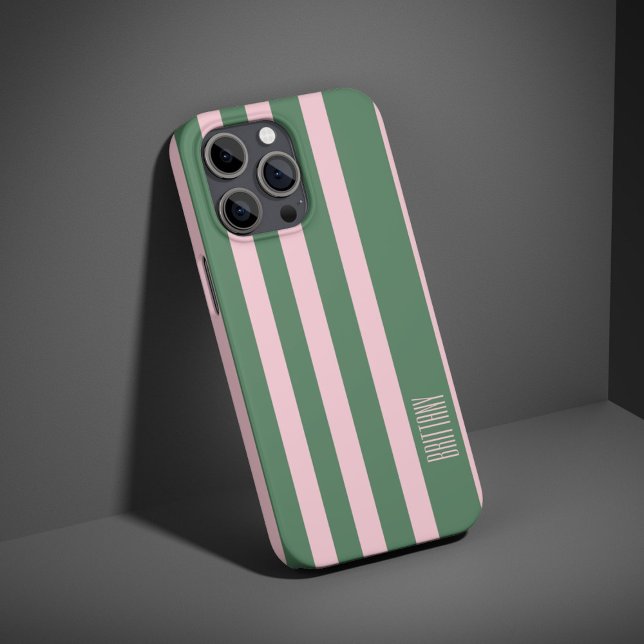 Green and Pink  Stripes Pattern Personalized  Case-Mate iPhone Case (Creator Uploaded)