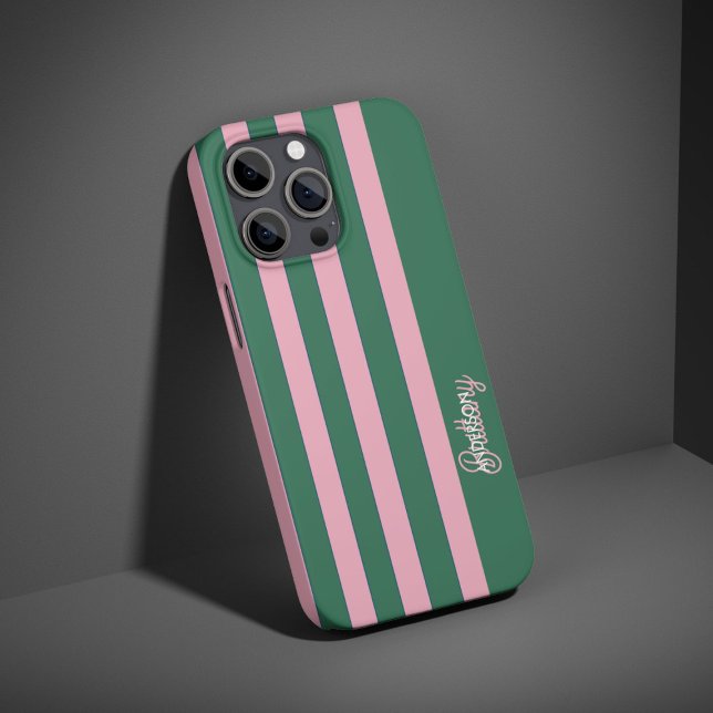 Green and Pink  Stripes Pattern Personalized  Case-Mate iPhone Case (Creator Uploaded)