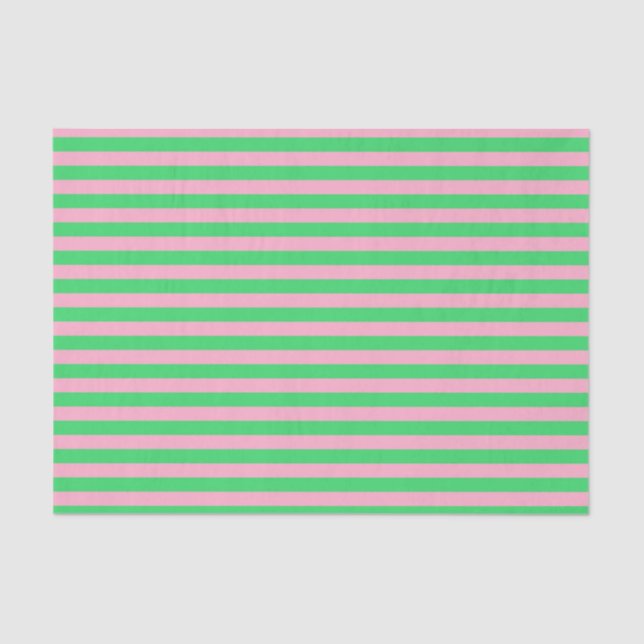 Green and Pink Stripes Tissue Paper (Front)