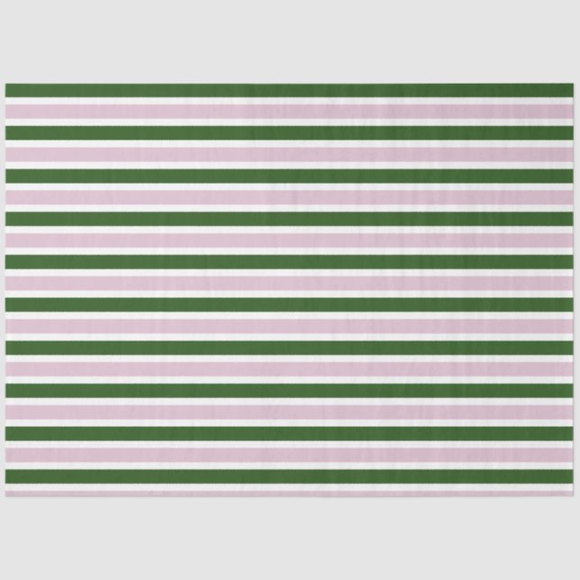 Green and Pink Stripes Tissue Paper (Front)