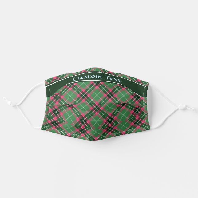 Green and Pink Tartan Adult Cloth Face Mask (Front, Unfolded)