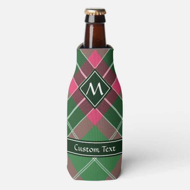 Green and Pink Tartan Bottle Cooler (Bottle Front)