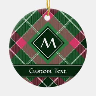 Green and Pink Tartan Ceramic Ornament