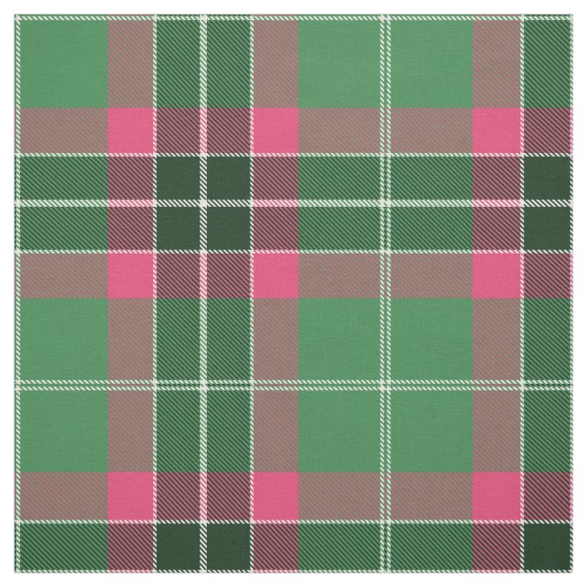 Green and Pink Tartan Fabric (Swatch)