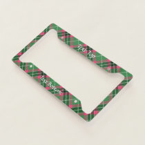 Green and Pink Tartan License Plate Frame