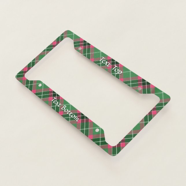 Green and Pink Tartan License Plate Frame (3/4)