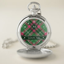 Green and Pink Tartan Pocket Watch