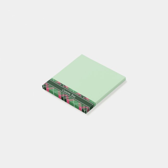 Green and Pink Tartan Post-it Notes (Angled)