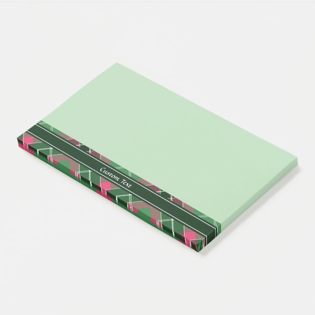 Green and Pink Tartan Post-it Notes (Angled)