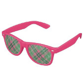 Green and Pink Tartan Retro Sunglasses (Angled)