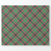 Green and Pink Tartan Rotated Wrapping Paper (Flat)