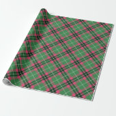 Green and Pink Tartan Rotated Wrapping Paper (Unrolled)