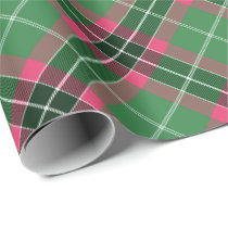 Green and Pink Tartan Rotated Wrapping Paper