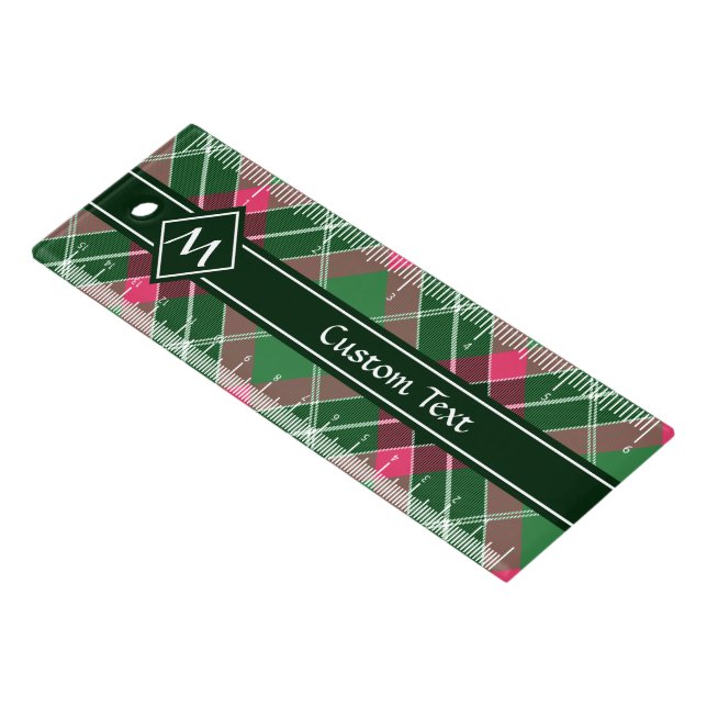 Green and Pink Tartan Ruler (Angled)