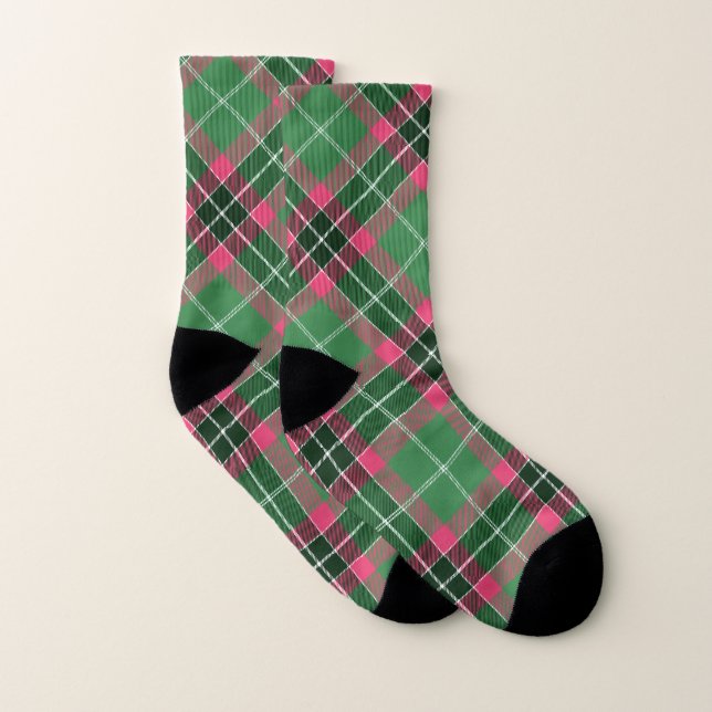 Green and Pink Tartan Socks (Pair)