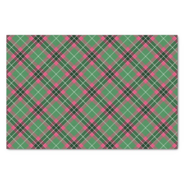 Green and Pink Tartan Tissue Paper (Front)