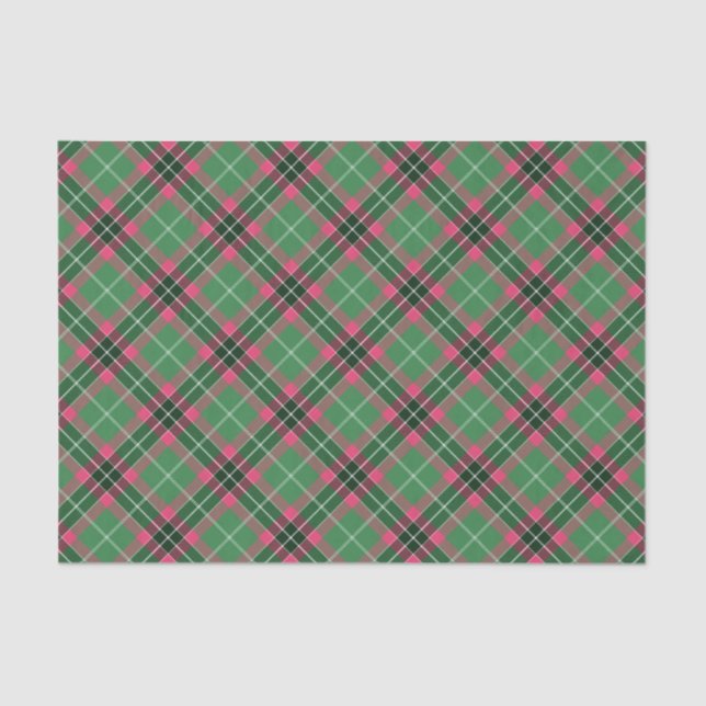 Green and Pink Tartan Tissue Paper (Front)