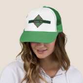 Green and Pink Tartan Trucker Hat (In Situ)
